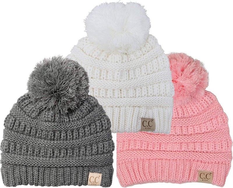 Funky Junque Toddler Pom Beanie – Kids Winter Hat for Ages 1–4, Baby Boy & Girl Knit Beanies, Warm Cozy Knit Snow Hats - Image 1